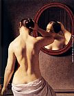 Christoffer Wilhelm Eckersberg Woman Standing In Front Of A Mirror painting